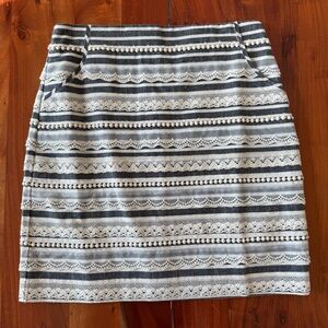 Garnet Hill Black and White Lace Mini Skirt